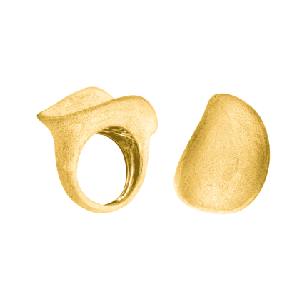 18K Yellow Gold Sand Contoured Ring