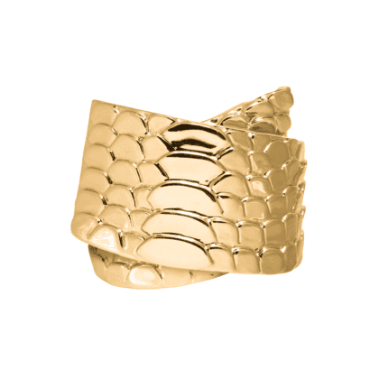 18K Yellow Gold High Gloss Snake Ring: