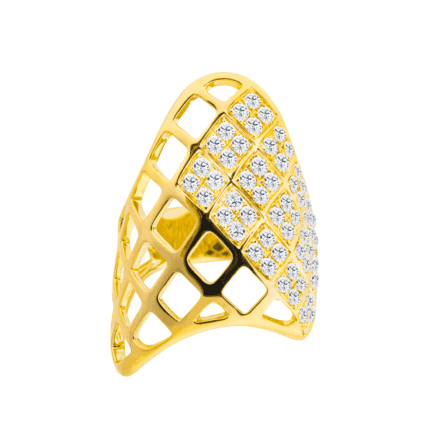 18K Yellow Gold Diamond Geometric Ring