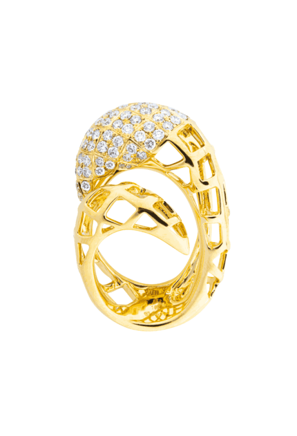 18K Yellow Gold Diamond Spiral Ring