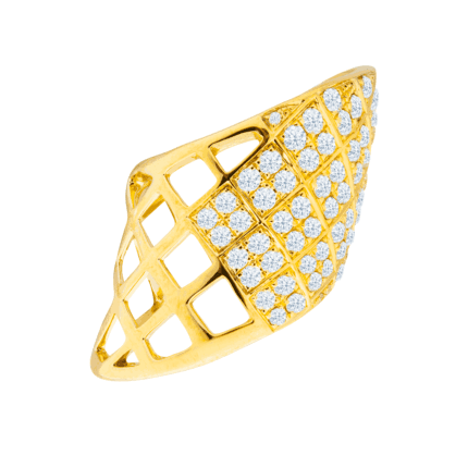 18K Yellow Gold Diamond Geometric Kite Ring