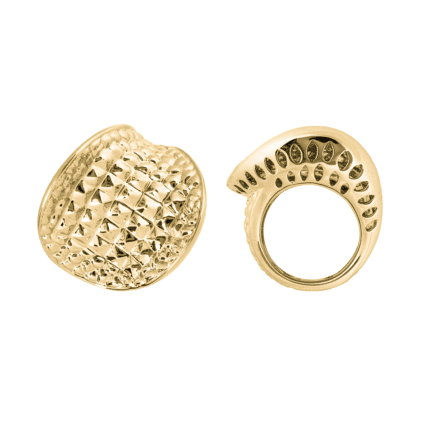 18K Yellow Gold/HG CROCO Rounded Ring