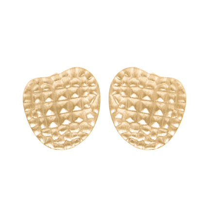 18K Yellow Gold Brushed Croco Earring