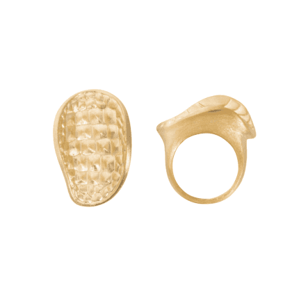 18K Yellow Gold Brushed Croco Ring