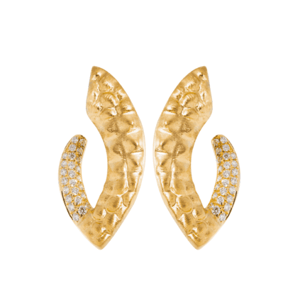 18K Gold Croco Diamond Earring