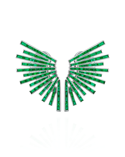 18K White Gold Emerald Earrings