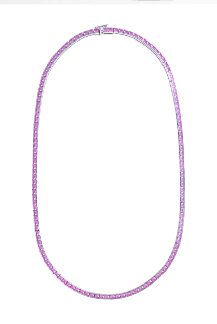 18K White Gold & Pink Sapphire Necklace