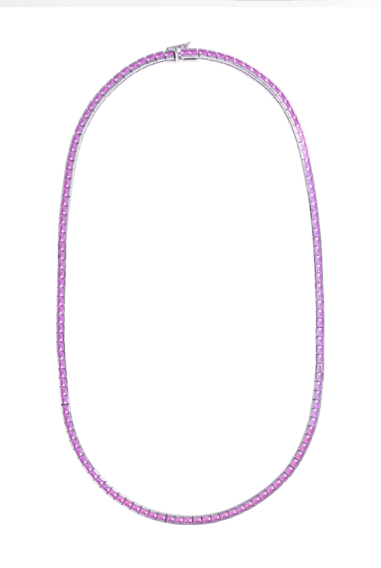 18K White Gold & Pink Sapphire Necklace