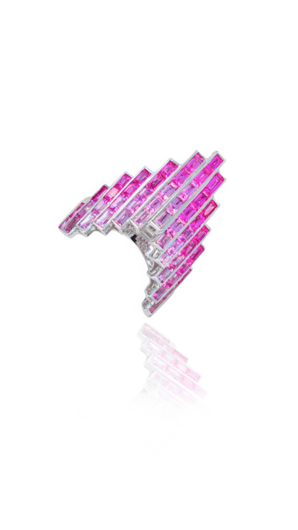 18K White Gold Pink Sapphire Ring