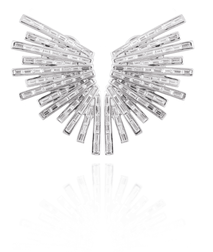 18K White Gold and Diamond Fan Earring