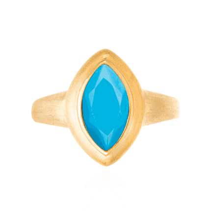 18K Yellow Gold Turquoise Marquise Ring