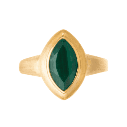 18K yellow gold malachite marquise ring