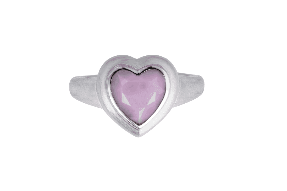 18K White Gold Pink Heart Ring