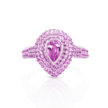18K White Gold Pink Sapphire Princess Ring
