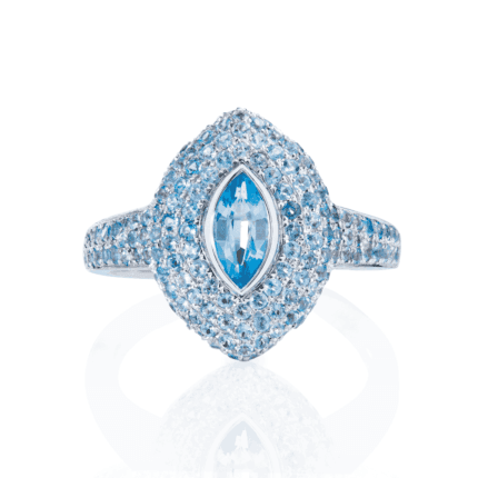 18K White Gold Blue Topaz Marquise Ring