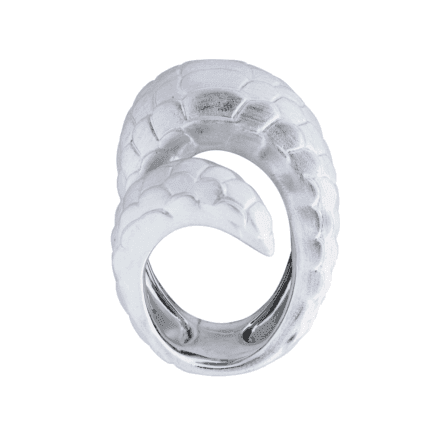 18K White Gold Brushed Snake Coil Ring