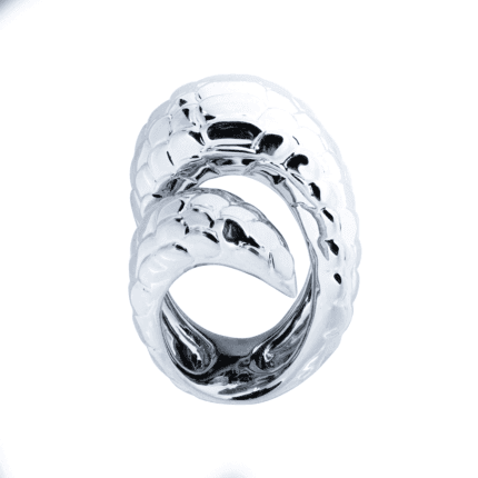 18K White Gold High Gloss Coiled Snake Ring