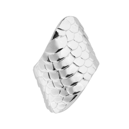 18K White Gold High Gloss Faceted Snake Ring