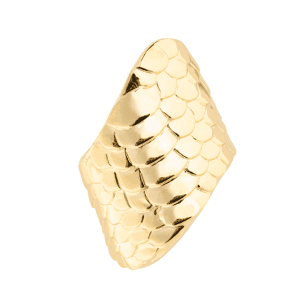 18K Yellow Gold High Gloss Snake Kite Shield Ring