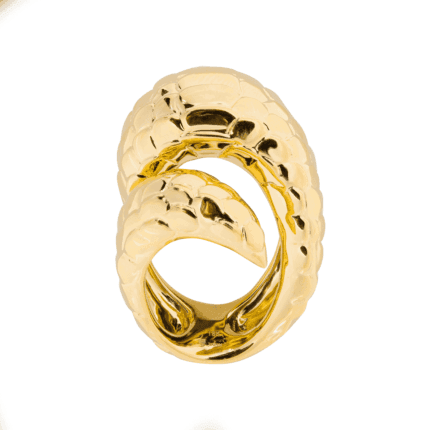 18K Yellow Gold High Gloss Snake Scrolling Ring