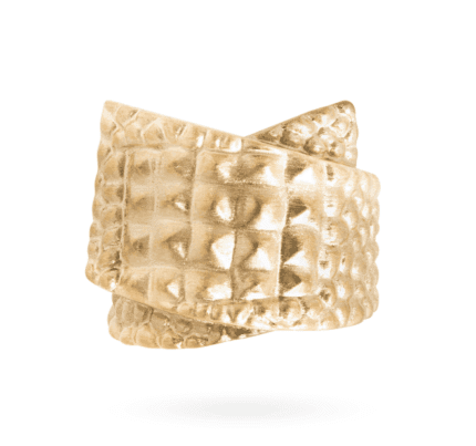 18K Yellow Gold Brushed Croco Ring