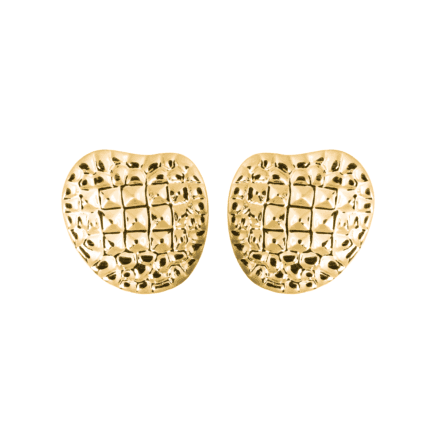 18K Gold Croco Textured Heart Earring