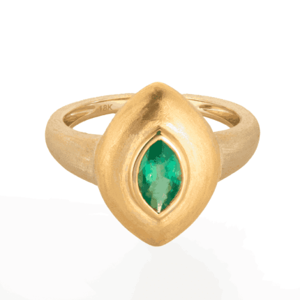 18K Yellow Gold Emerald Marquise Ring