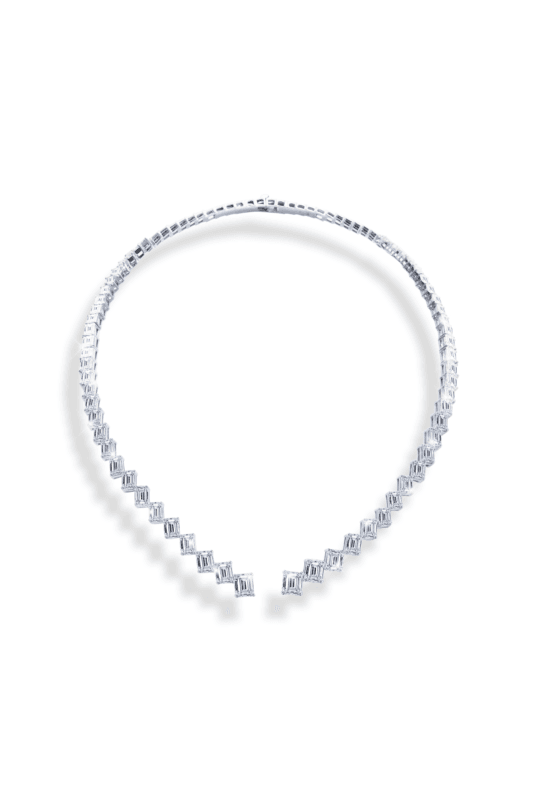 18K White Gold Diamond Embrace Necklace