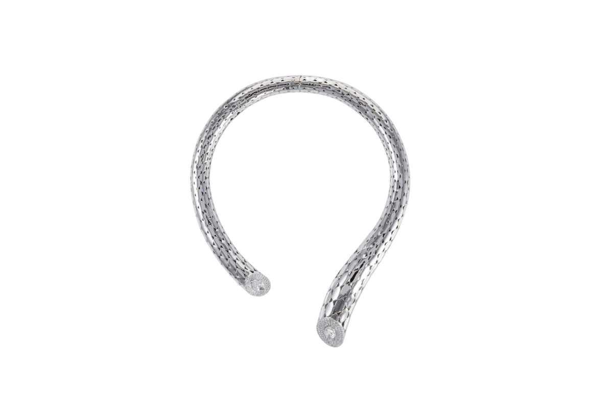 18K White Gold Diamond Textured Necklace