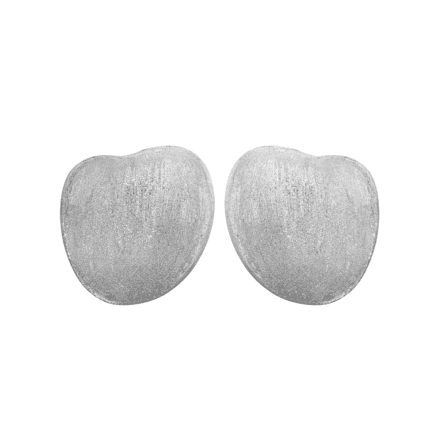 18K White Gold Sand Textured Heart Earrings