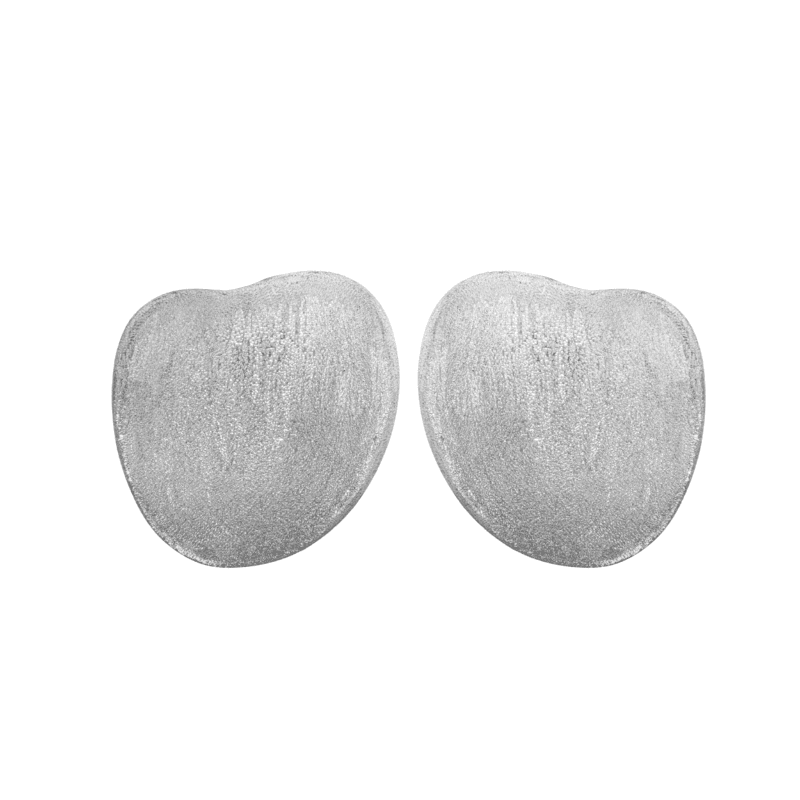 18K White Gold Sand Textured Heart Earrings