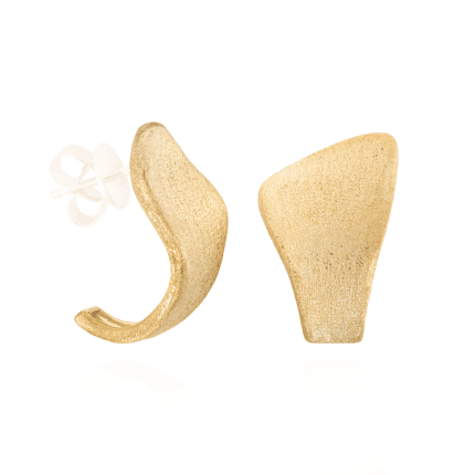 18K Yellow Gold Sand Geometric Earrings