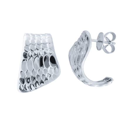 18K White Gold Snake Earrings