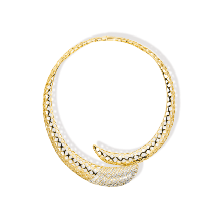 Yellow Gold Cage Diamond Necklace