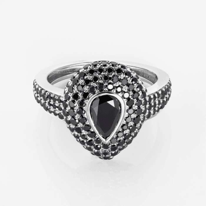 18K White Gold Black Diamond Princess Ring