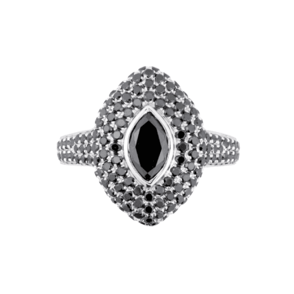 18K White Gold Black Diamond Marquis Ring