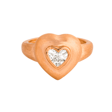 18K Rose Gold Heart Diamond Ring