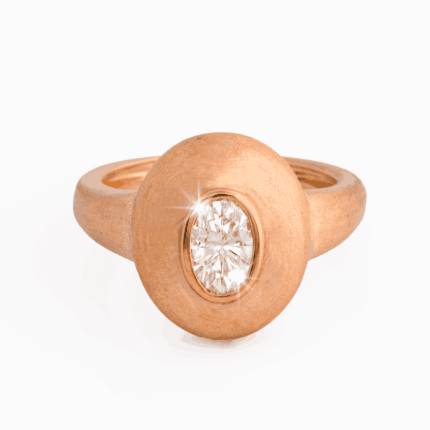 18K Rose Gold Oval Diamond Ring