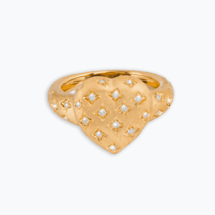 18K Yellow Gold Diamond Heart Ring