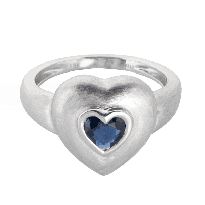 18K White Gold Blue Sapphire Halo Ring