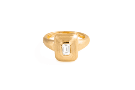 18K Yellow Gold Emerald Cut Diamond Ring