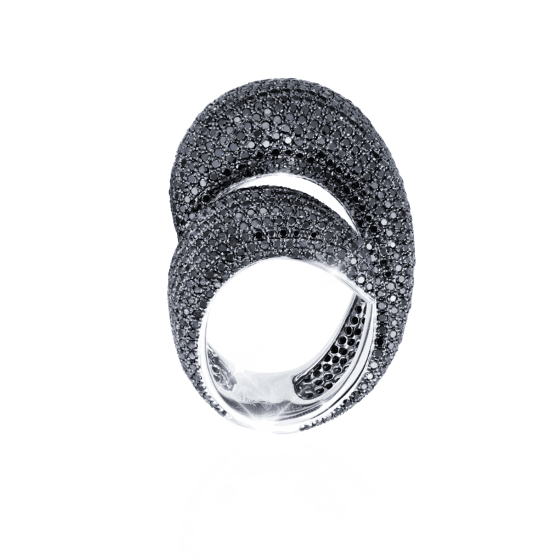 White Gold Black Diamond Ring