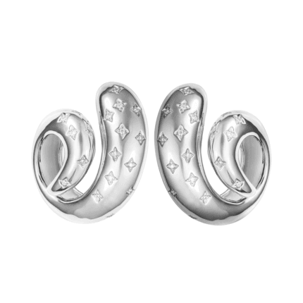 18K White Gold HG Diamond Spiral Hoop Earring