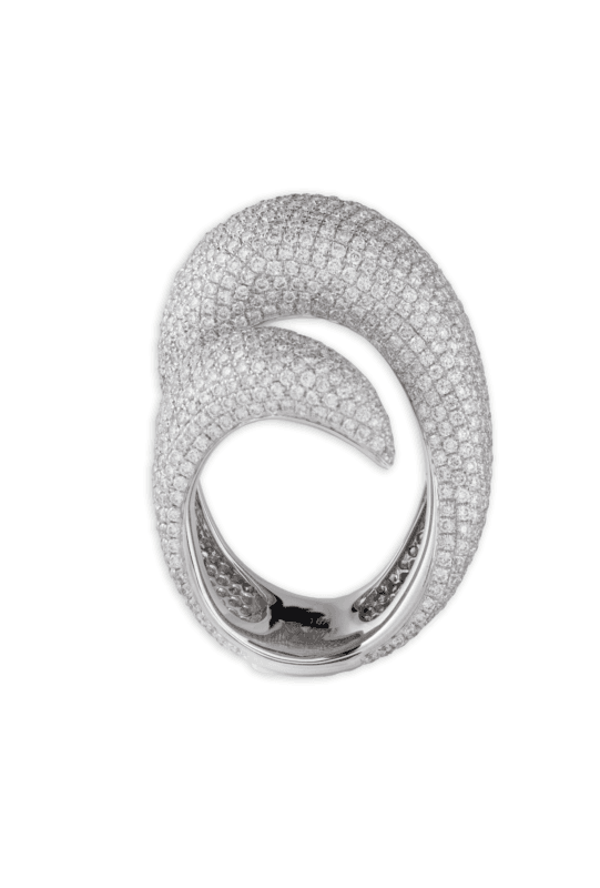 Curved Spiral Pave Ring