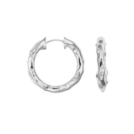 18K White Gold Diamond Hoop Earring