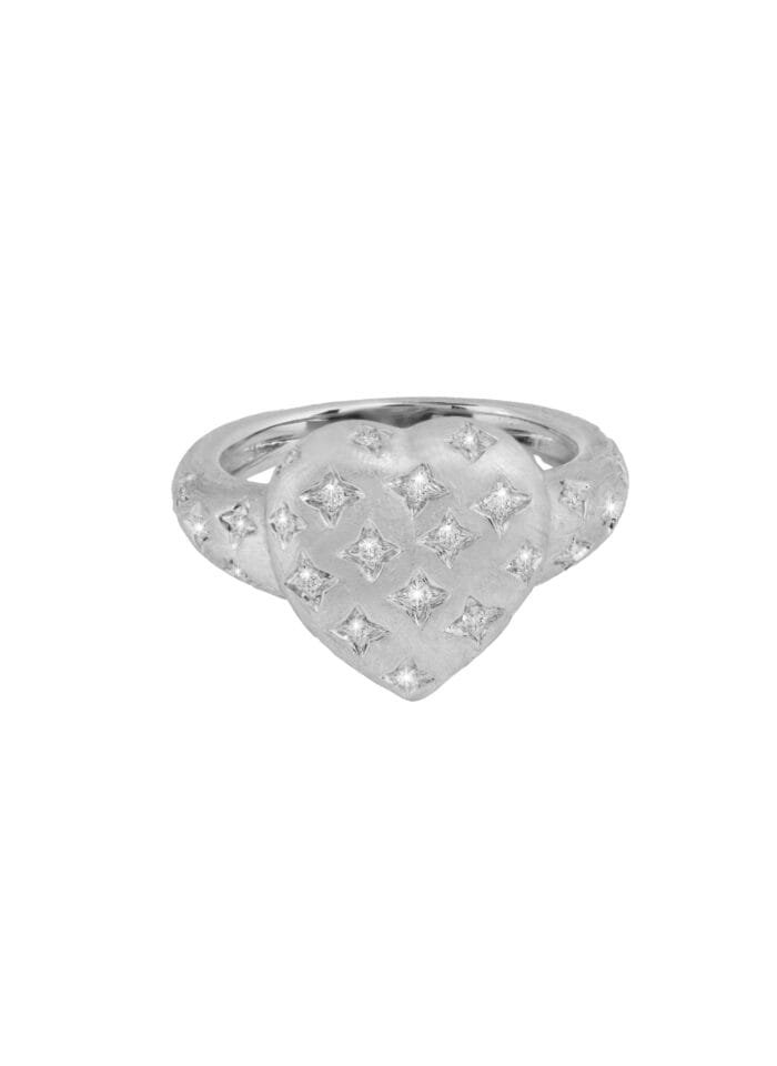 18K White Gold Diamond Heart Ring