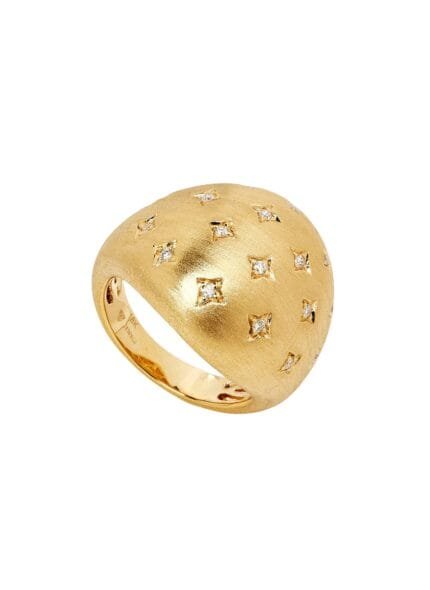 18K Yellow Gold Diamond Chubby Ring