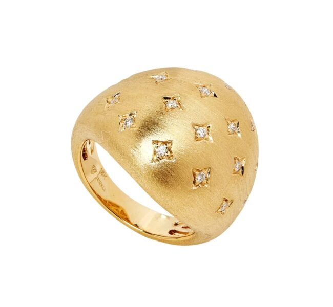 18K Yellow Gold Diamond Chubby Ring