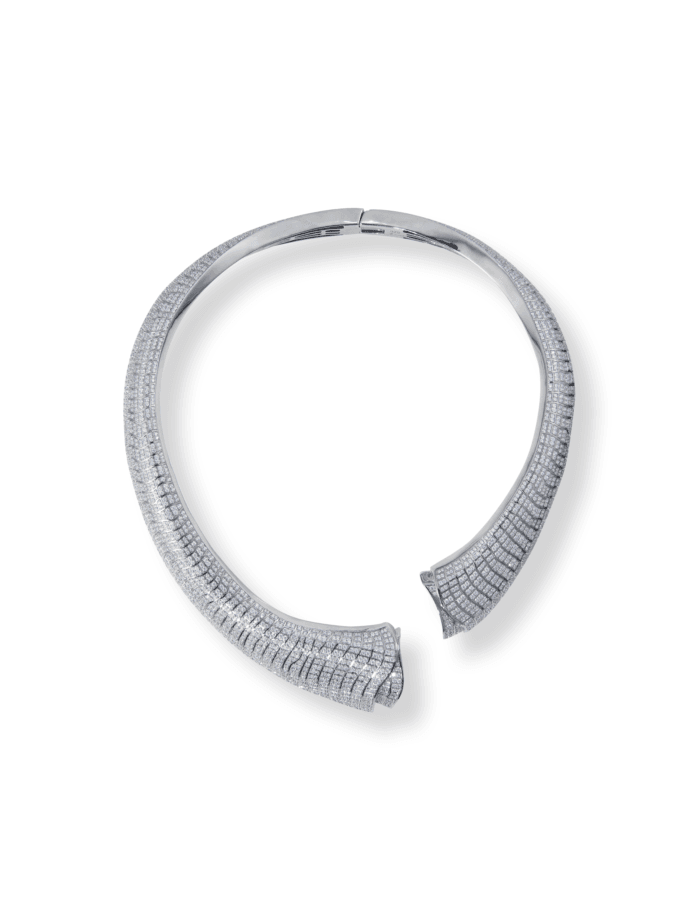 18K white gold diamond pavé necklace