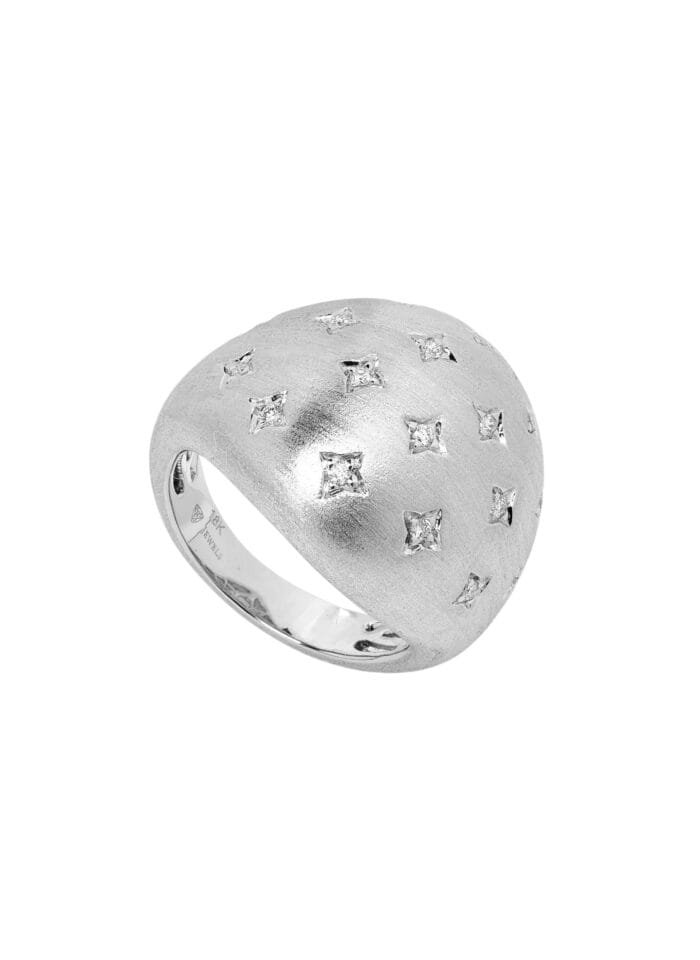 18K White Gold Diamond Chubby Ring